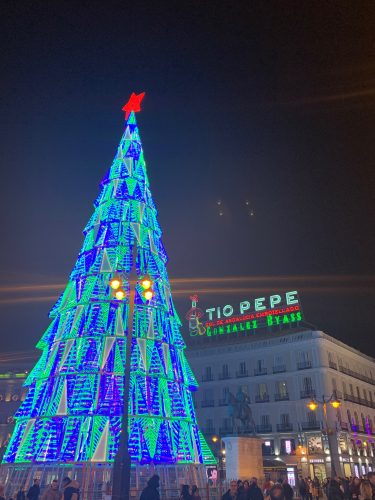 Madrid in December Christmas lights puerta del sol