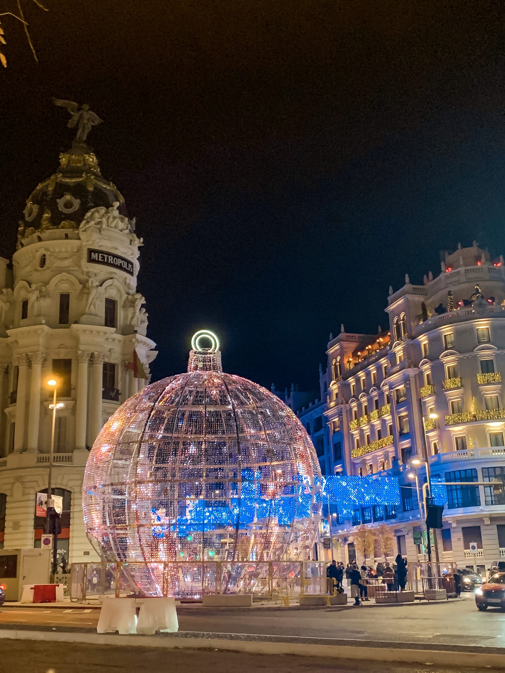 Christmas in Madrid lights in Gran Via