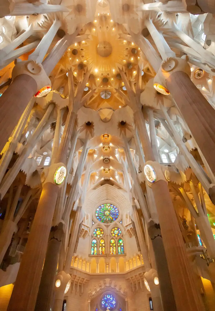 inside Sagrada Familia barcelona in winter
