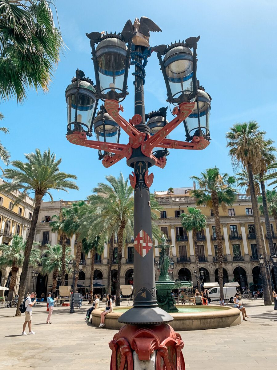 Placa Reial Gaudi lanterns Barcelona