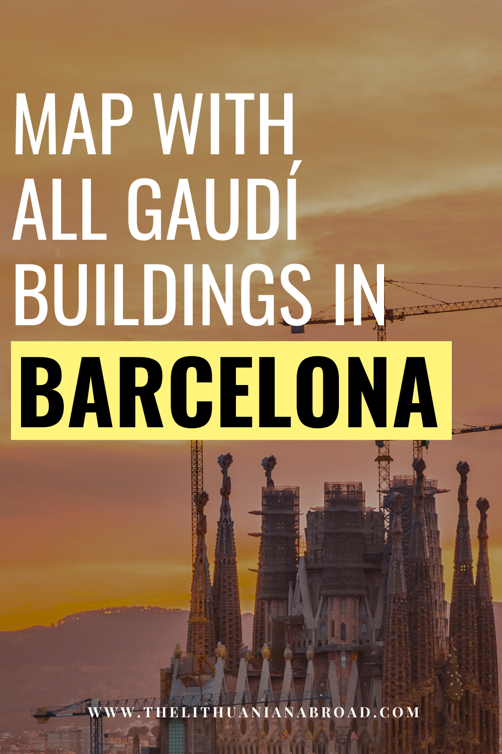 Barcelona Gaudi buildings map title photo view of Sagrada Familia